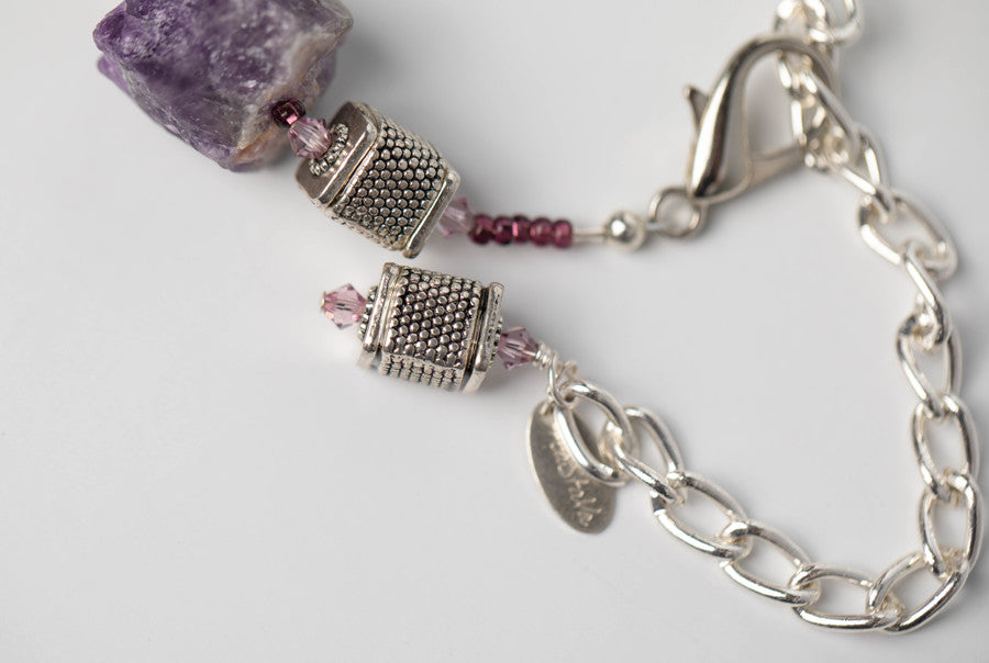 Amethyst Rock Necklace | Amethyst Bead Necklace | Nastava Jewelry
