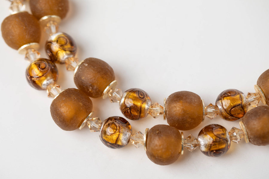 Amber Beads Necklace | Amber Glass Necklace | Nastava Jewelry