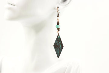 Amazonite Diamond Earrings | Patina Beads Earrings | Nastava Jewelry