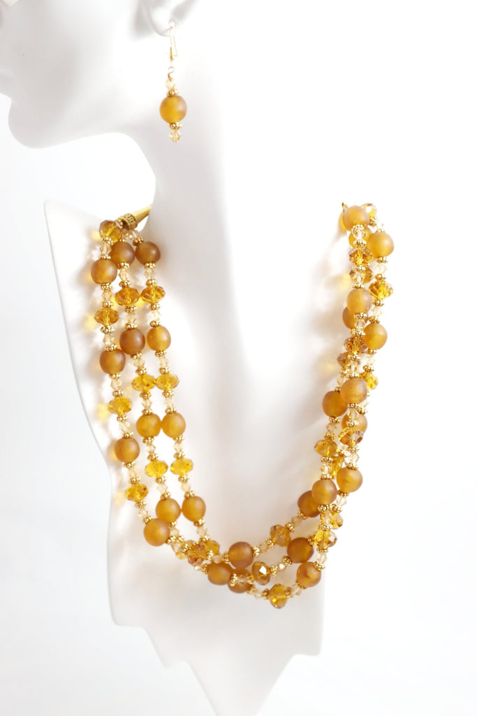 Amber Crystal Necklace | Amber Flow Necklace | Nastava Jewelry