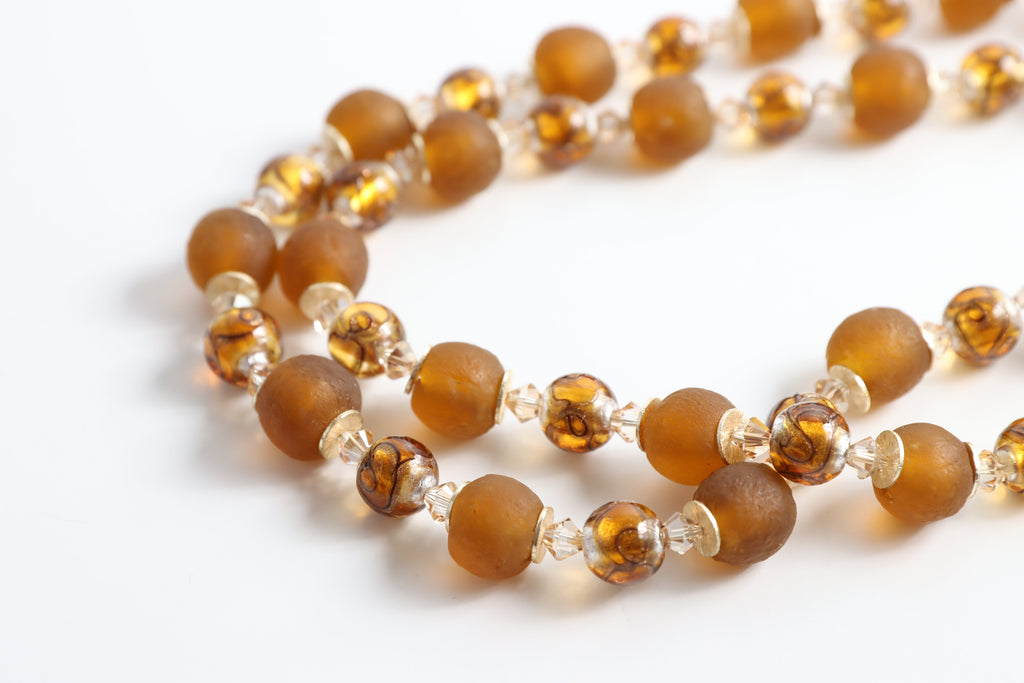 Amber Beads Necklace | Amber Glass Necklace | Nastava Jewelry