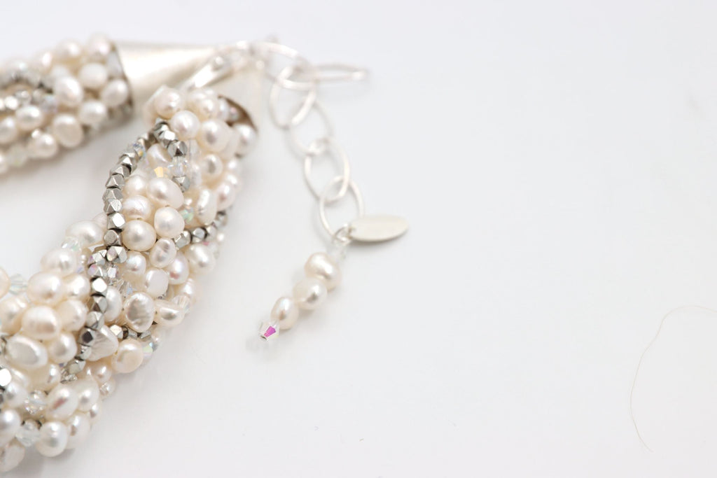 Silver and Pearl Twist Choker - Nastava Jewelry