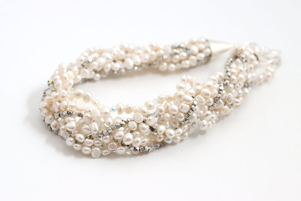 Silver and Pearl Twist Choker - Nastava Jewelry