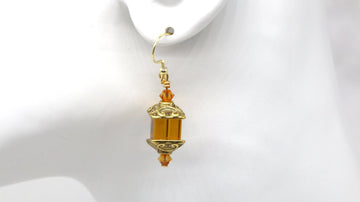 Amber Cube Earrings | Amber Queen Earrings | Nastava Jewelry
