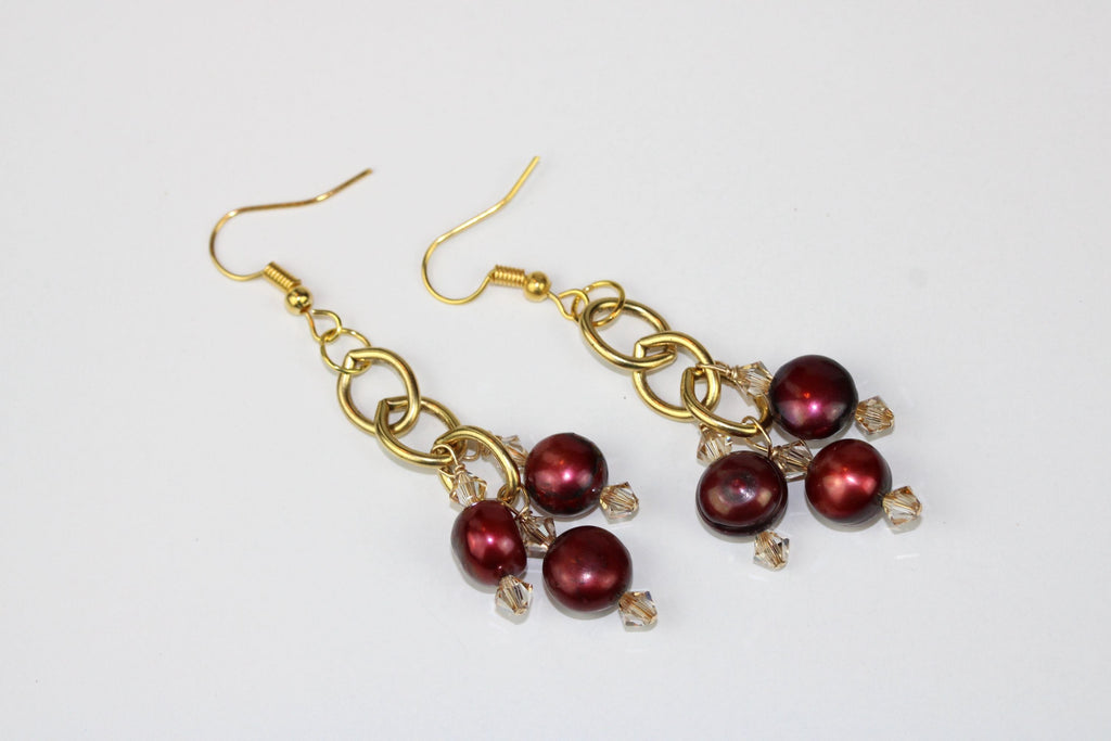 Luscious Red Pearl Earrings - Nastava Jewelry