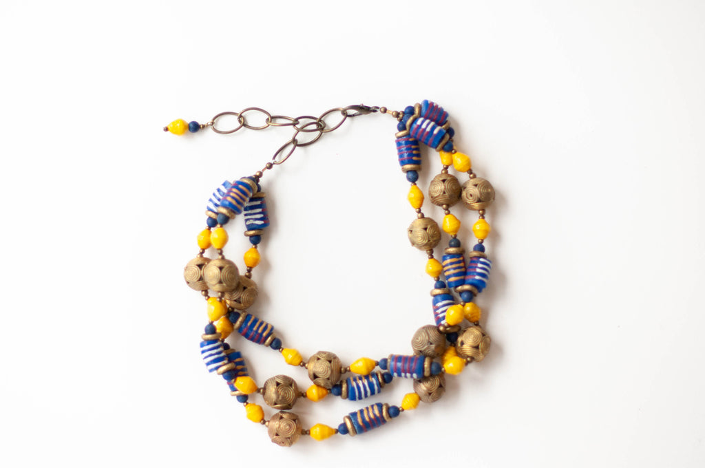 African Beads Necklace | Yellow Beads Necklace | Nastava Jewelry
